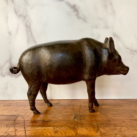 Vintage 1970s Leather Pig Sculpture - Picture 2 of 6